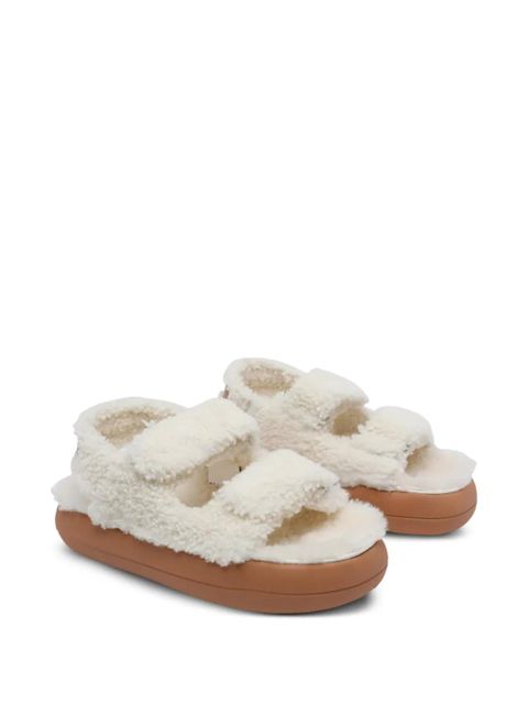 Moon Boot shearling platform sandals - White