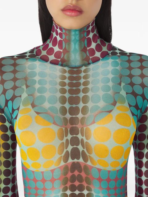 Jean Paul Gaultier high-neck dots-print top - Blue