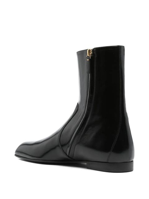 KHAITE Colt ankle zip leather boots - Black