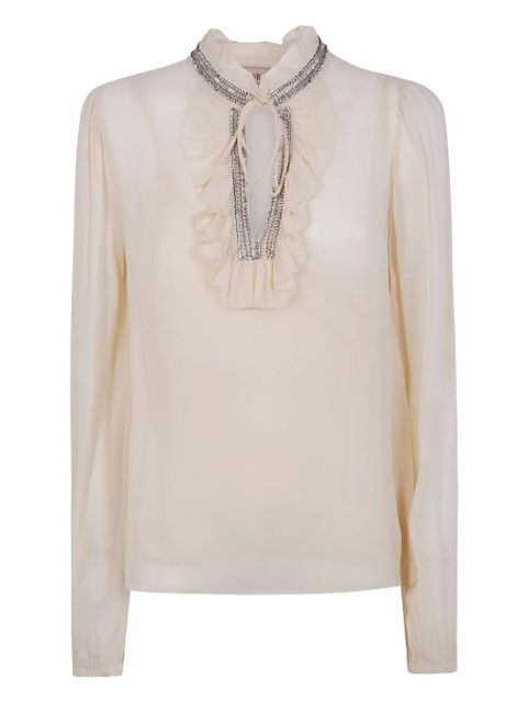 TWINSET embellished ruffled blouse - Neutrals - zdjęcie produktu nr 1