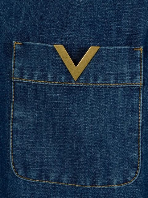 Valentino Garavani V-neck logo-plaque blouse - Blue