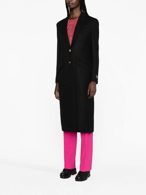 Versace single-breasted wool-blend coat - Black