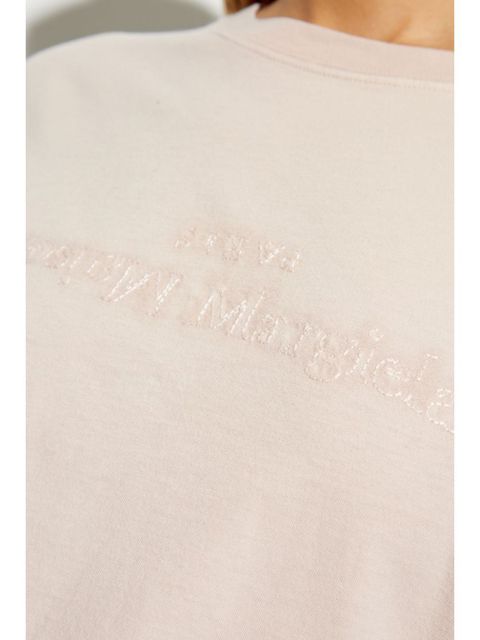 Maison Margiela logo-embroidered cotton t-shirt - Pink