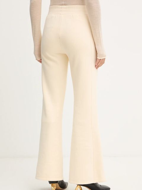 Patrizia Pepe spodnie dresowe bawełniane damskie kolor beżowy gładkie 2P1718 J079