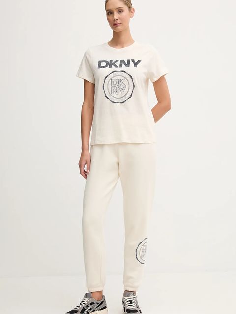 Dkny t-shirt bawełniany damski kolor beżowy DP5T1366 - zdjęcie produktu nr 2