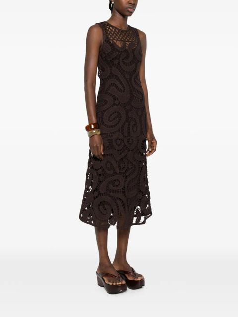 PINKO crochet midi dress - Brown