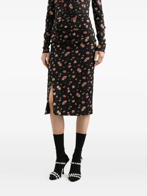 Dolce & Gabbana floral long-sleeve midi dress - Black