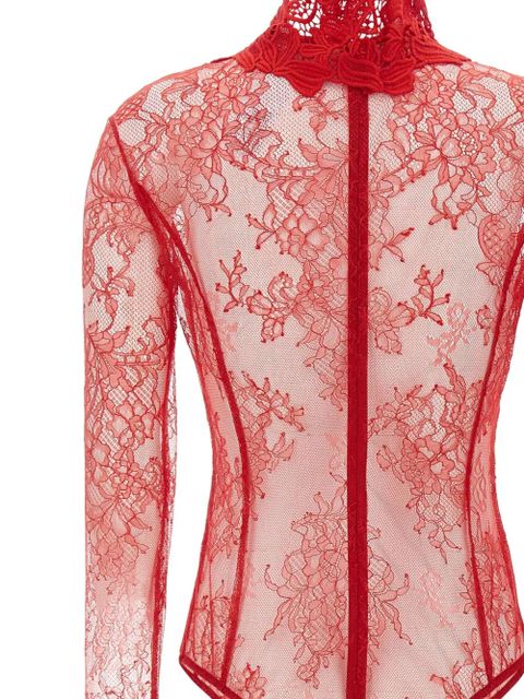 Blumarine floral-lace high-neck bodysuit - Red