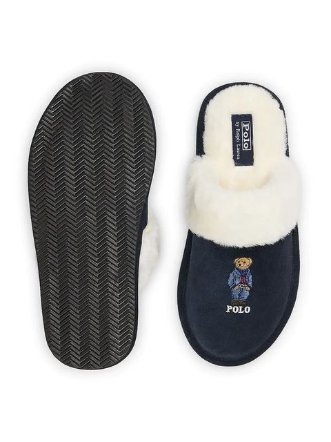 Polo Ralph Lauren kapcie zamszowe Kelcie Bear kolor granatowy 842P03596001