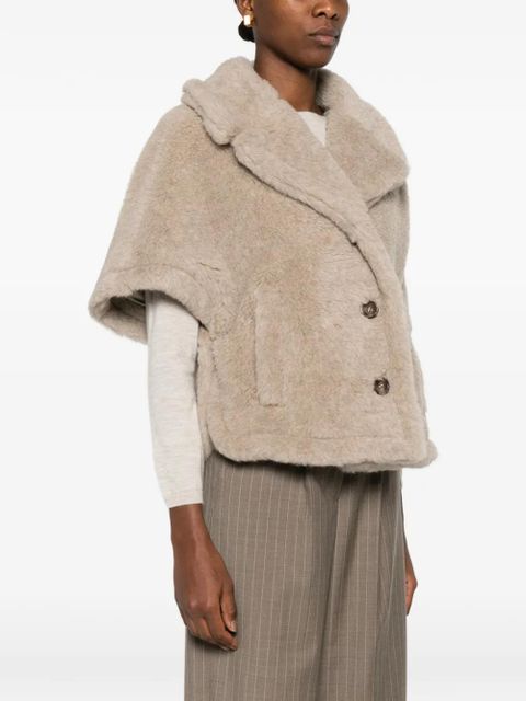 Max Mara button-fastening short-sleeve cape - Neutrals