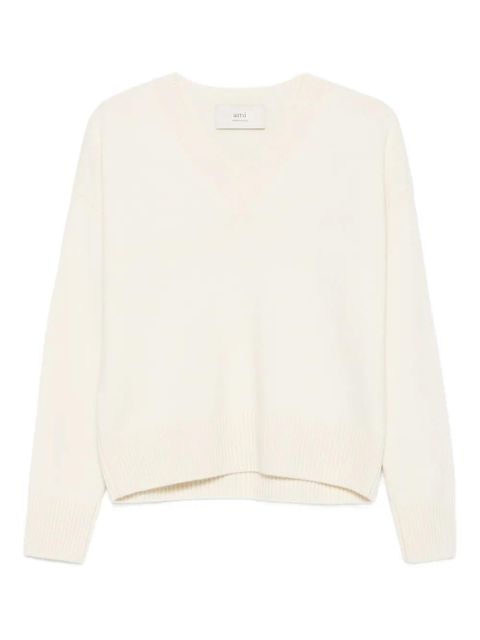 AMI Paris V-neck sweater - Neutrals - zdjęcie produktu nr 1