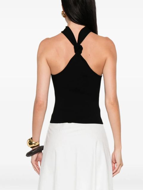 Cult Gaia halterneck ribbed top - Black