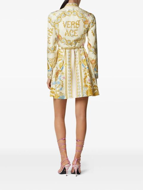 Versace Underwater Barocco silk midi shirt dress - Gold