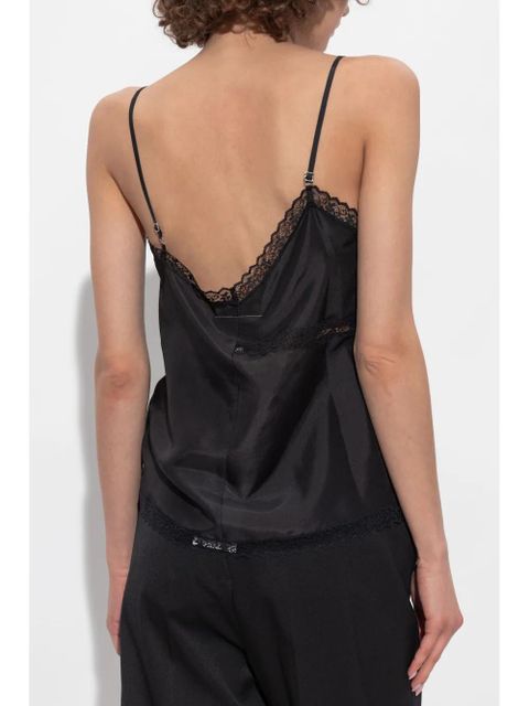 MM6 Maison Margiela lace-detail silk top - Black