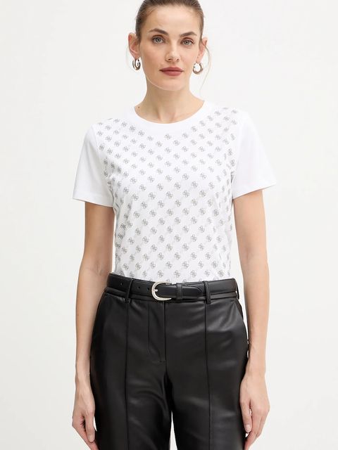 Guess t-shirt bawełniany damski kolor biały W5BI21 I3Z14 - zdjęcie produktu nr 1