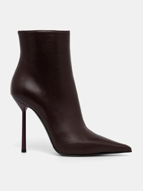 Le Silla botki skórzane Stivaletto Bella kolor bordowy na szpilce 4217C100BMPPNEM160