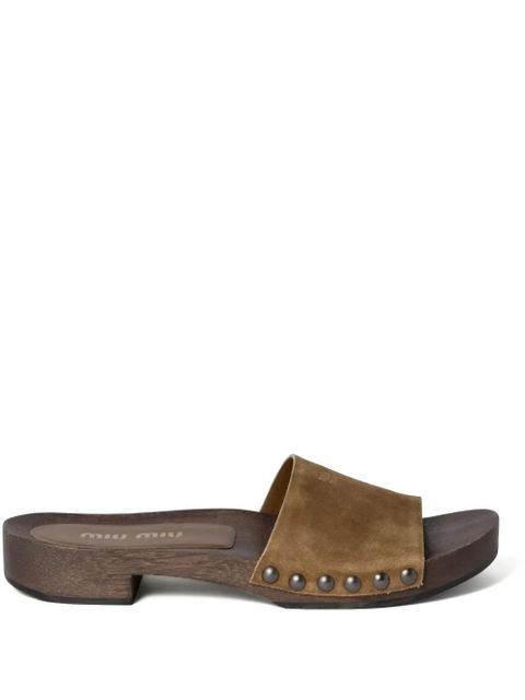 Miu Miu faded-suede clogs - Brown - zdjęcie produktu nr 1