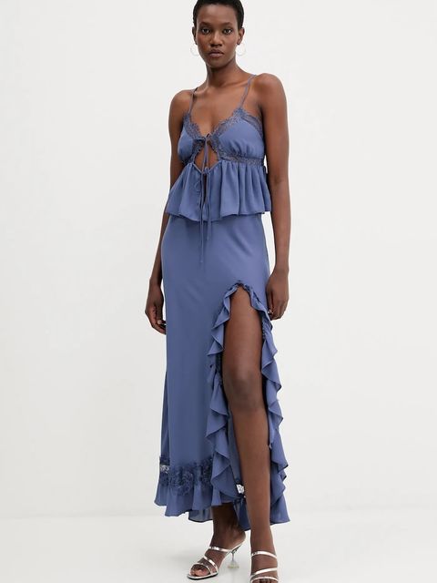 Bardot bluzka damska kolor niebieski gładka 60016TB