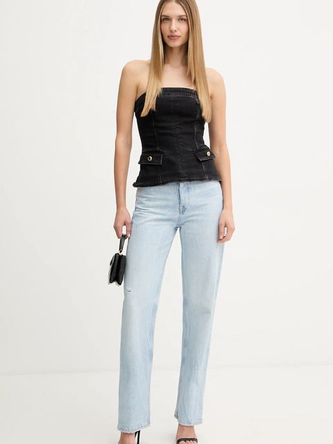 Marciano by Guess top jeansowy DORIS damska kolor czarny gładka 5BGH15 7147A - zdjęcie produktu nr 2