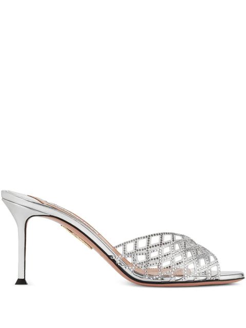 Aquazzura 75mm crystal-embellished lattice mules - Grey - zdjęcie produktu nr 1