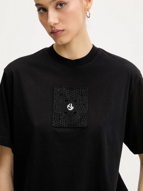 Karl Lagerfeld Jeans t-shirt bawełniany damski kolor czarny A2W17096