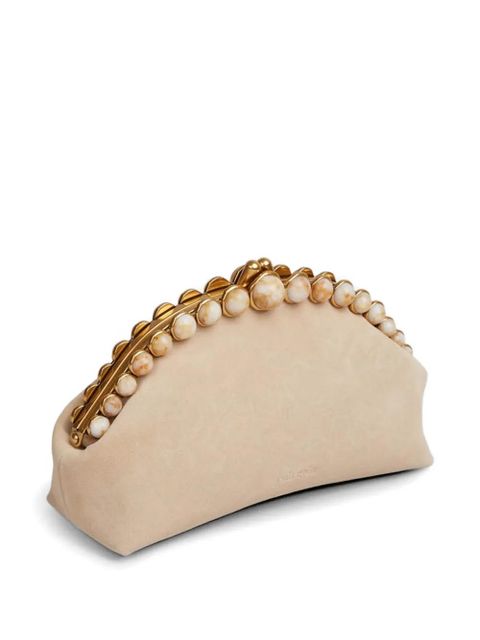 Cult Gaia Una suede clutch bag - Neutrals