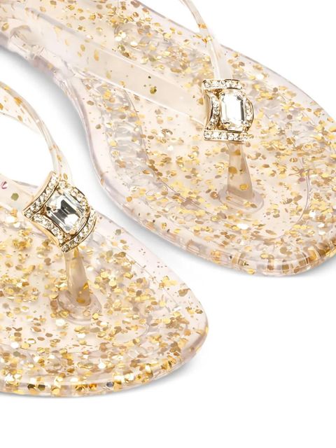 Casadei glitter-embellished flat sandals - Neutrals