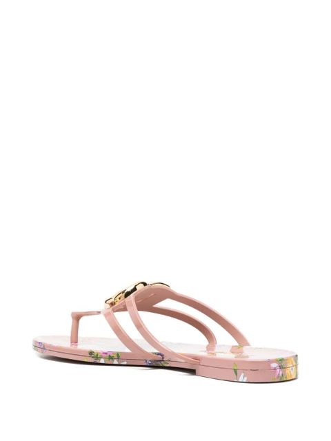 Dolce & Gabbana floral logo flip-flops - Pink