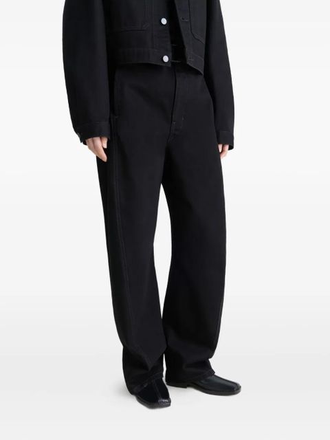 LEMAIRE piped square-toe loafers - Black