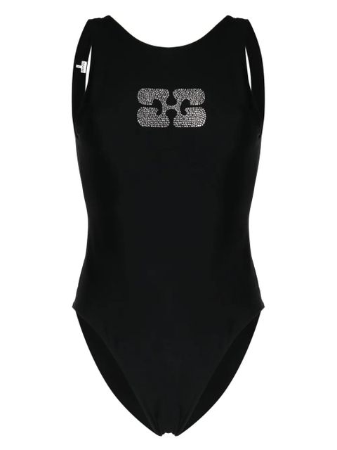 GANNI Diamanté embellished swimsuit - Black