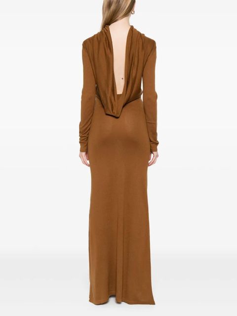 Aya Muse longsleeved open-back maxi dress - Brown
