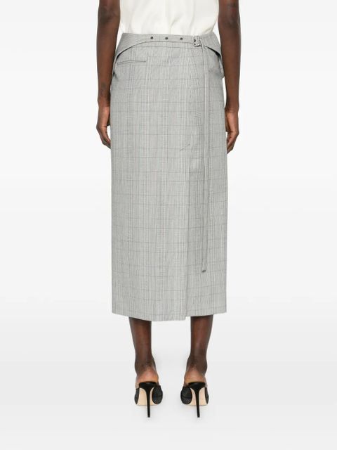 Victoria Beckham wrap-effect checked skirt - Grey