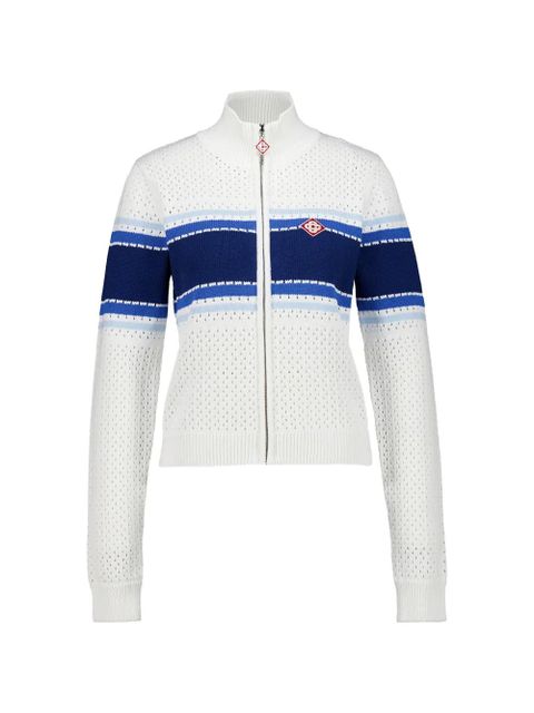 Casablanca striped pointelle-knit cardigan - White - zdjęcie produktu nr 1