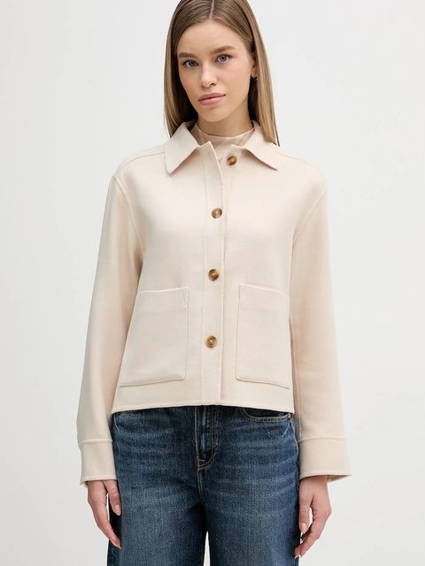 Barbour koszula z dodatkiem wełny Ashdon damska kolor beżowy regular z kołnierzykiem klasycznym LOS0082 - zdjęcie produktu nr 1