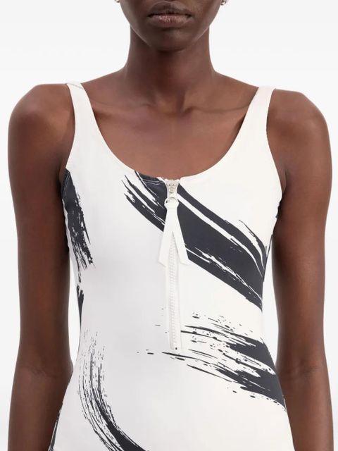 LouLou de Saison Minea zipped printed swimsuit - Neutrals