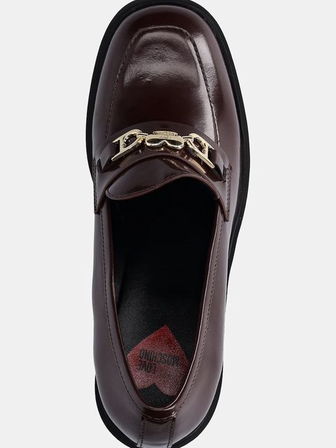 Love Moschino czółenka skórzane kolor bordowy na słupku JA1018AG1NJD0556