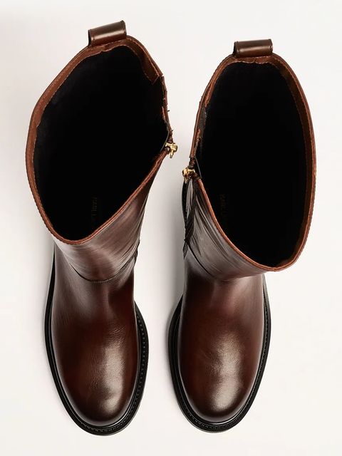 Karl Lagerfeld kozaki BINKY damskie kolor brązowy na płaskim obcasie KL47595