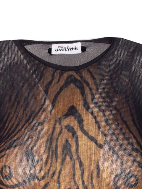 Jean Paul Gaultier tiger-print mesh bodysuit - Black