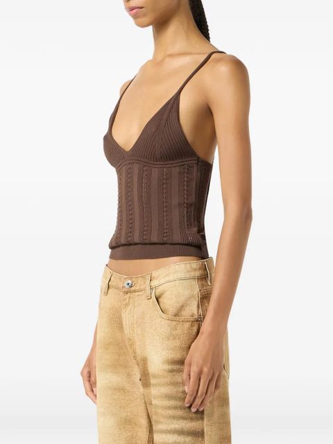 Blumarine knit V-neck top - Brown