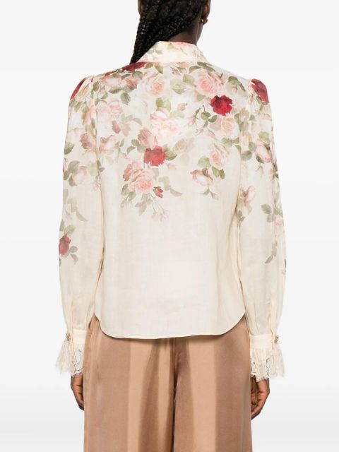 ZIMMERMANN floral lace-trimmed shirt - Neutrals