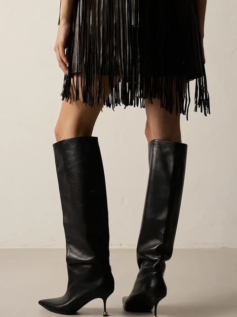 Vanda Novak kozaki skórzane Kaja Deep Black damskie kolor czarny na szpilce