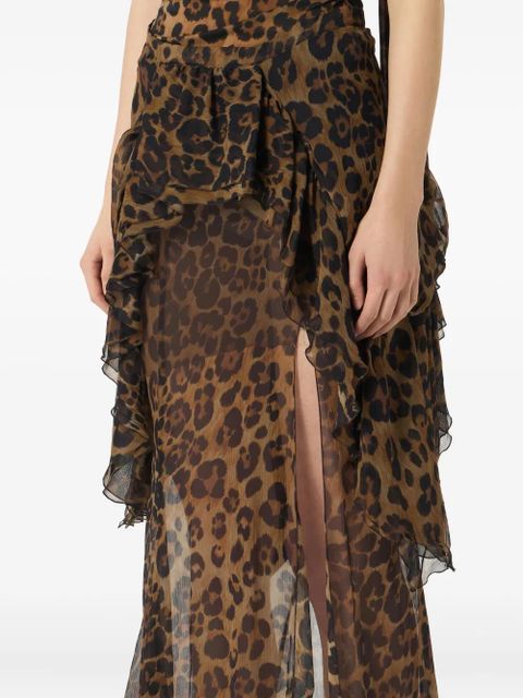Blumarine printed ruffled-detail skirt - Brown