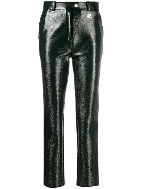 Courrèges slim-cut vinyl trousers - Green - zdjęcie produktu nr 1