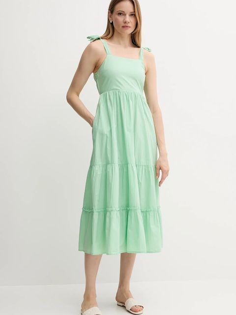 Pepe Jeans sukienka kolor zielony midi rozkloszowana PL953749 - zdjęcie produktu nr 2