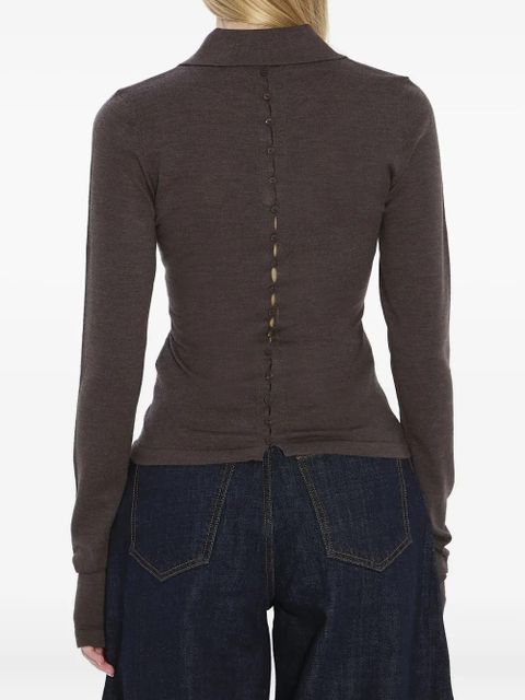 Jacquemus polo-collar buttoned top - Brown