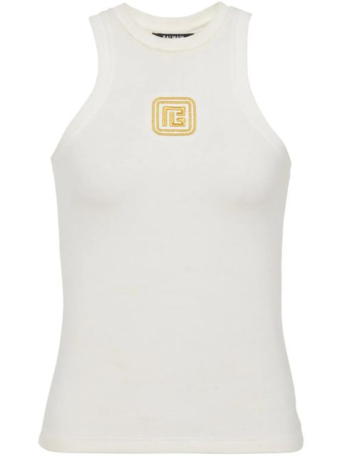 Balmain logo-embroidered tank top - White - zdjęcie produktu nr 1