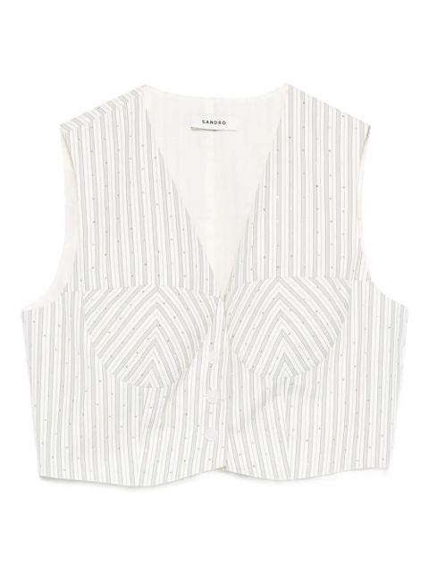 SANDRO striped rhinestone-embellished crop top - White - zdjęcie produktu nr 1