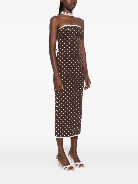Rowen Rose polka dot strapless midi dress - Brown