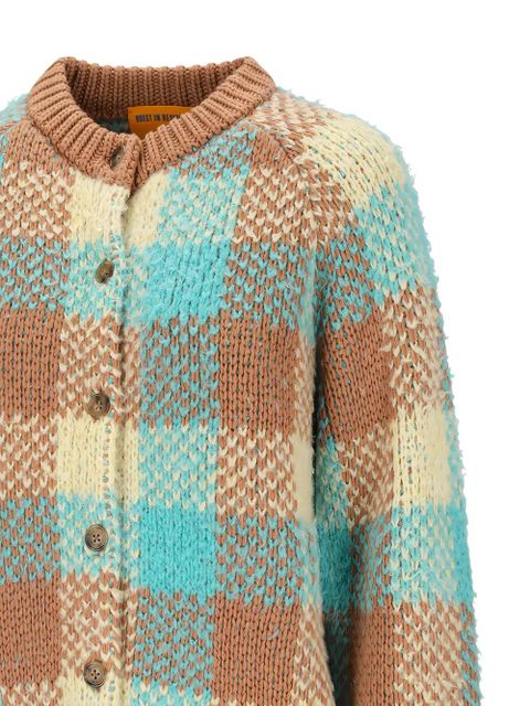 Guest In Residence check-pattern buttoned cardigan - Brown