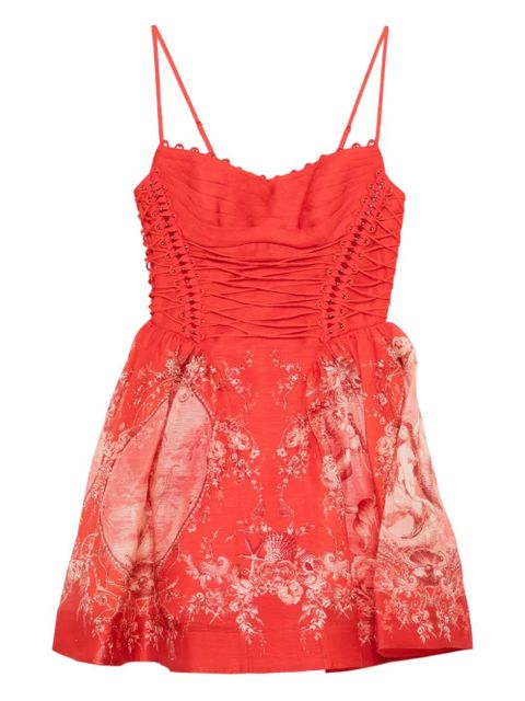 ZIMMERMANN Rebellion lace-up floral mini dress - Red - zdjęcie produktu nr 1